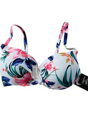 Island Escape Gemini Bikini Swim Top Dream on White Floral ( 8 )